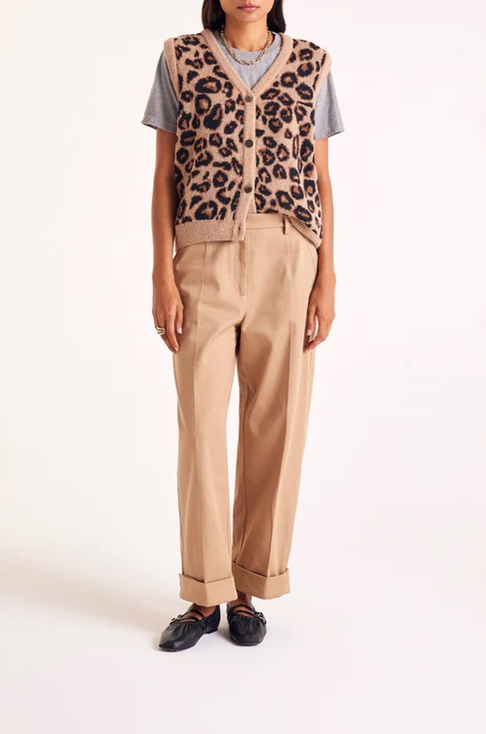 Pantalon droit à pinces en toile Tristan BALZAC PARIS BEIGE