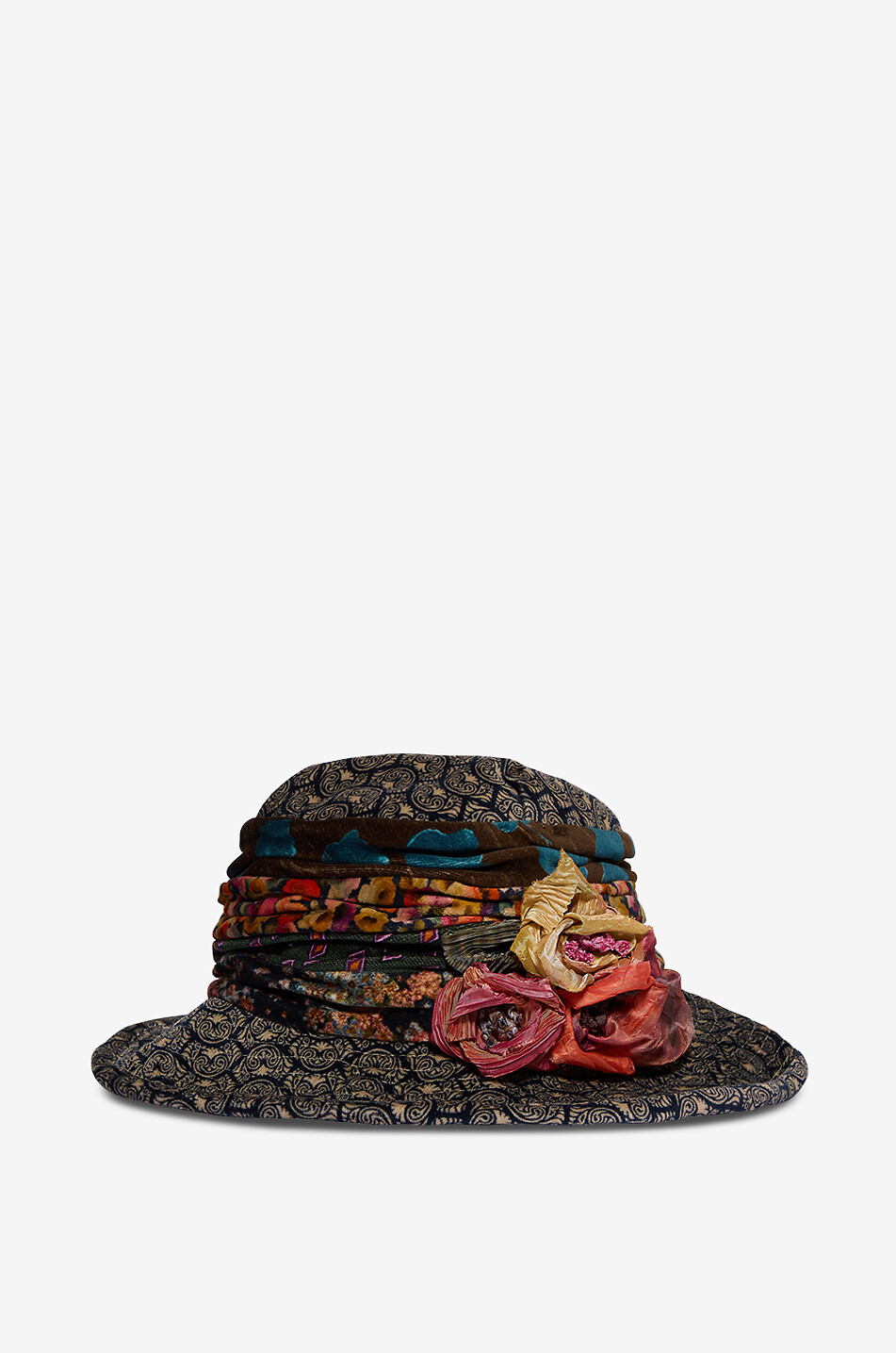 GREVI Chapeau cloche en velours à imprimé fantaisie Femme MULTICOLORE 1