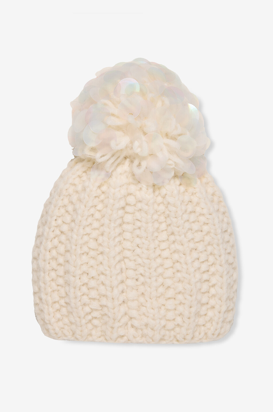 GREVI Mütze aus Strickware mit Pompon Damen CREMEFARBEN 1