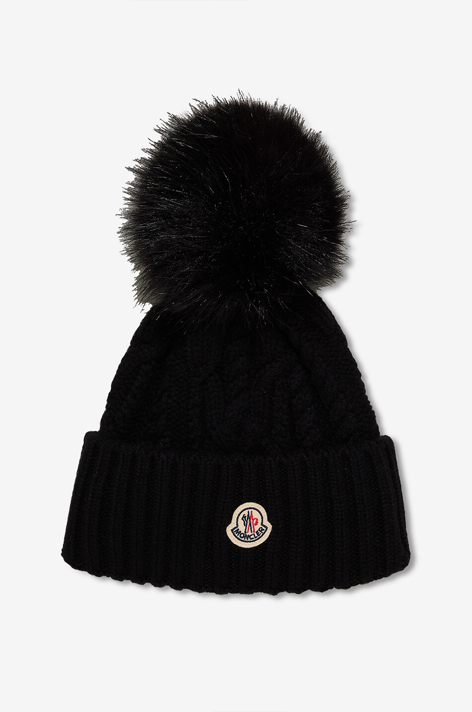 MONCLER Strickmütze mit besticktem Logo Damen SCHWARZ 1