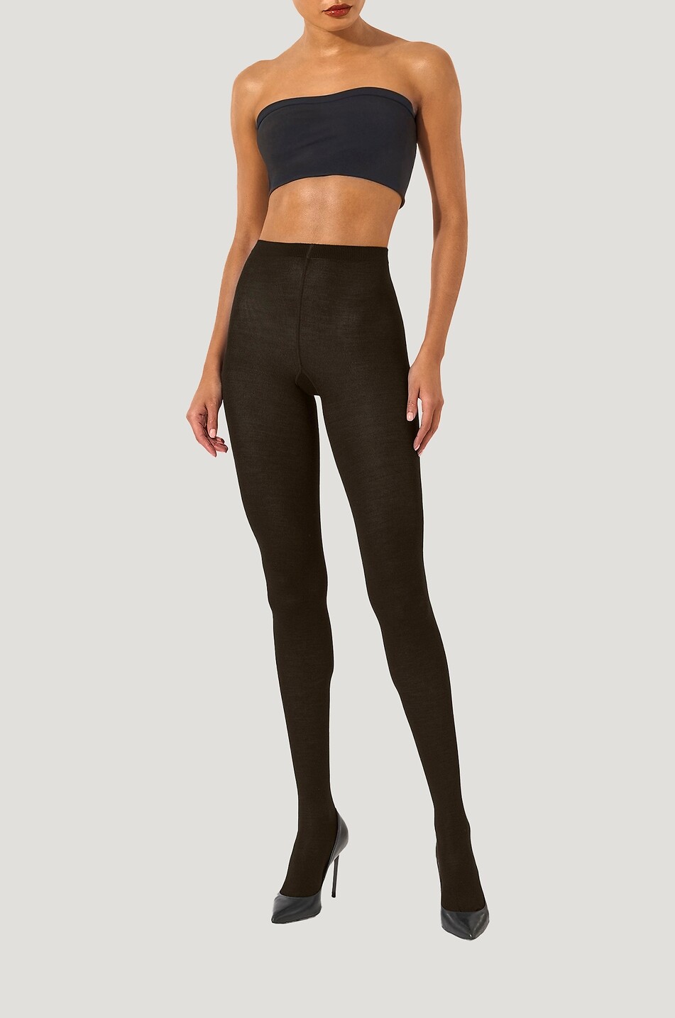 WOLFORD Collants en laine vierge Merino Femme MARRON FONCÉ 5
