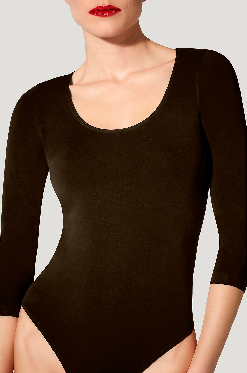 WOLFORD Tokio seamless jersey roundneck bodysuit Women DARK BROWN 3