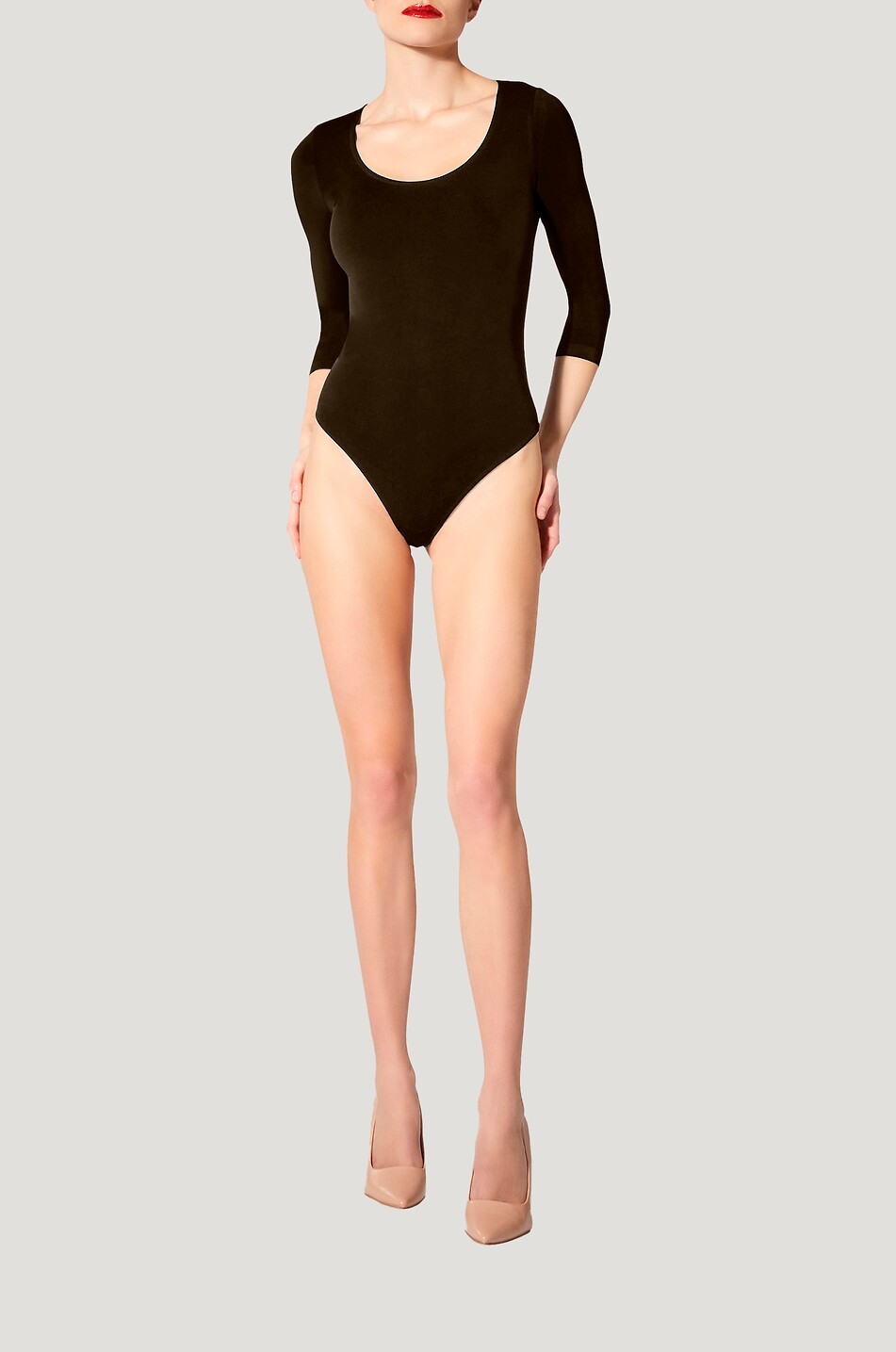 WOLFORD Tokio seamless jersey roundneck bodysuit Women DARK BROWN 4