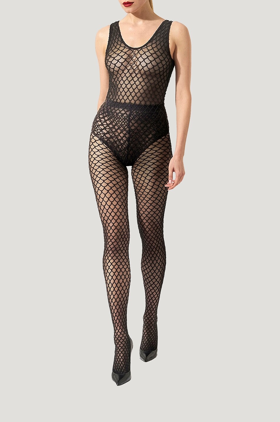 WOLFORD Velvet Net illusion patterned tights Women BLACK 6