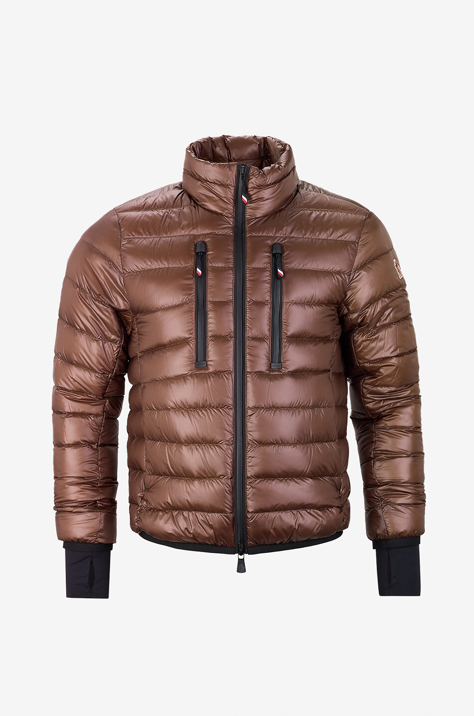 MONCLER GRENOBLE Kurze Steppjacke aus technischem Stoff mit Stehkragen Herren BRAUN 1