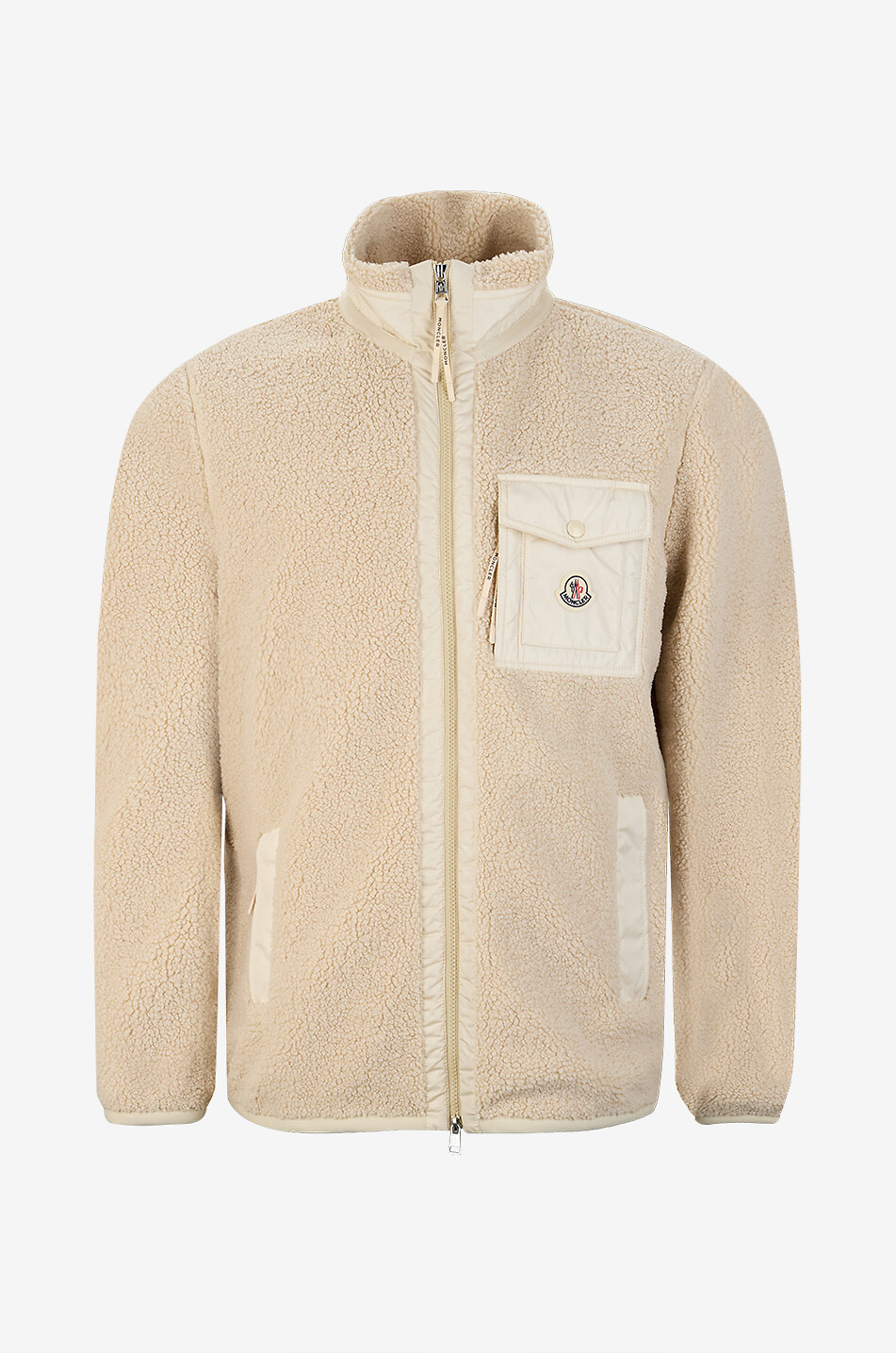 MONCLER Cardigan à col montant en polaire Homme BLANC CASSE 1