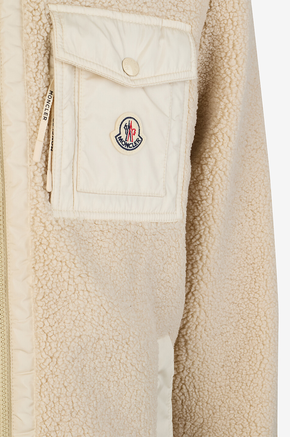MONCLER Cardigan à col montant en polaire Homme BLANC CASSE 3