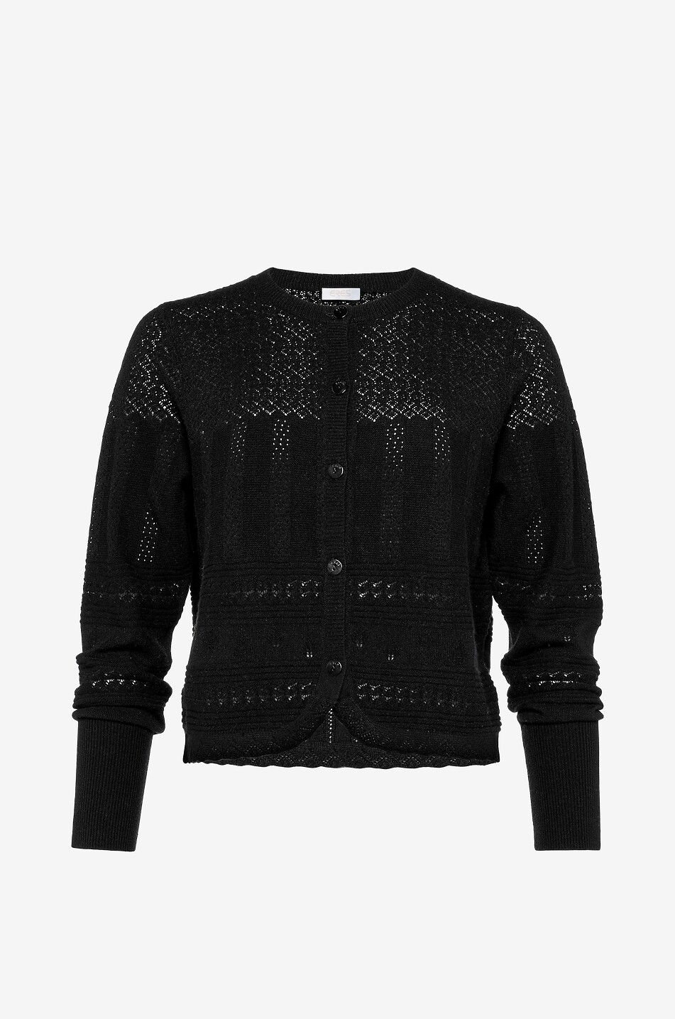 ERES Cardigan ajouré boutonné en laine et cachemire Trio Femme NOIR 1