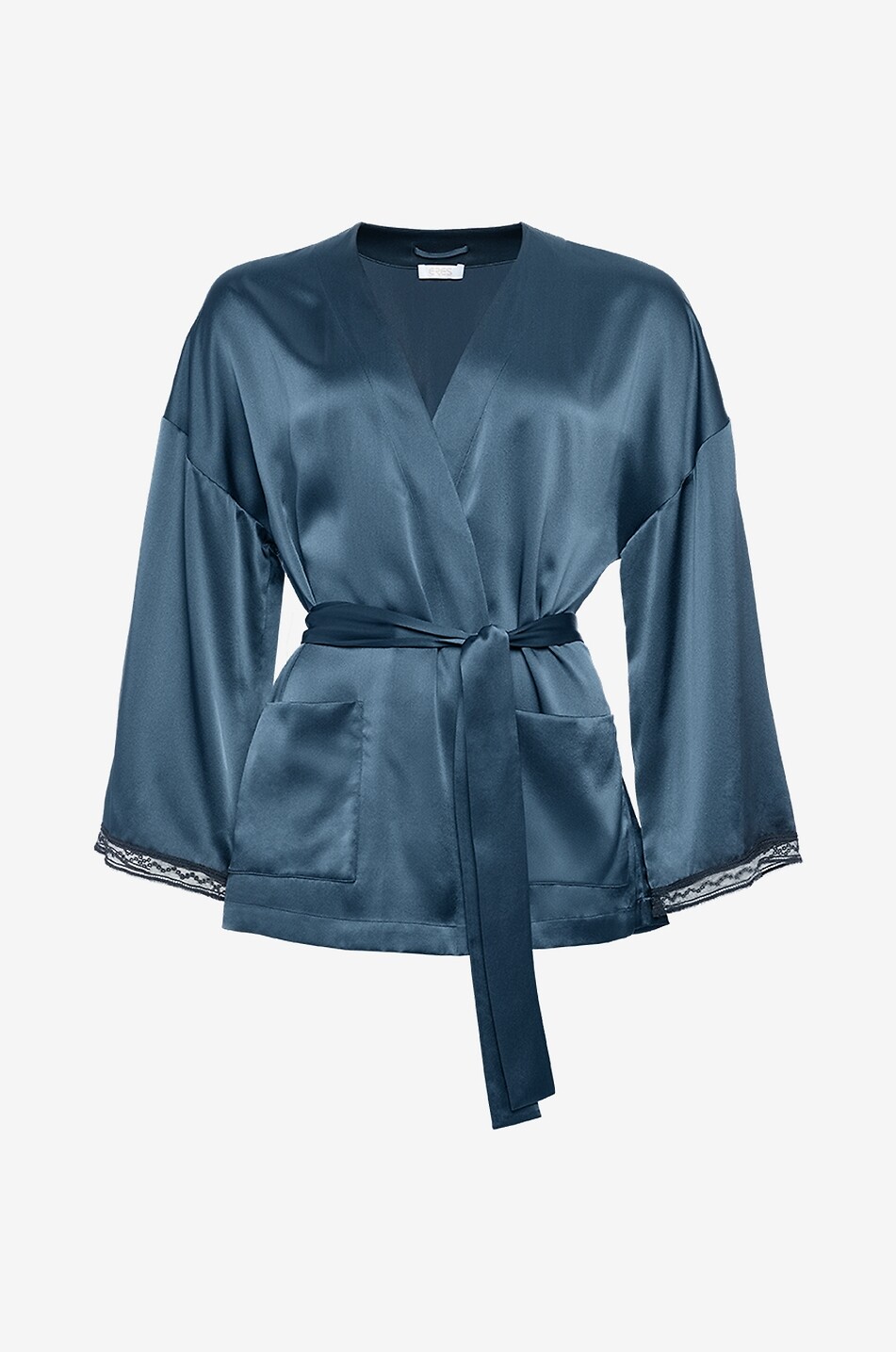 Kimono en satin de soie et dentelle Ondine