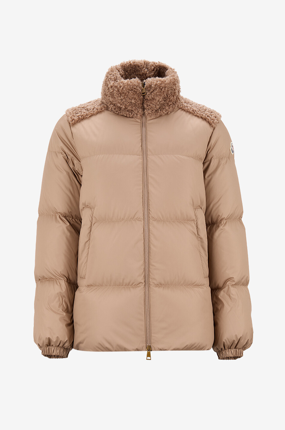 MONCLER Kurze Steppjacke aus technischem Gewebe mit Stehkragen Esnaie Damen BEIGE 1