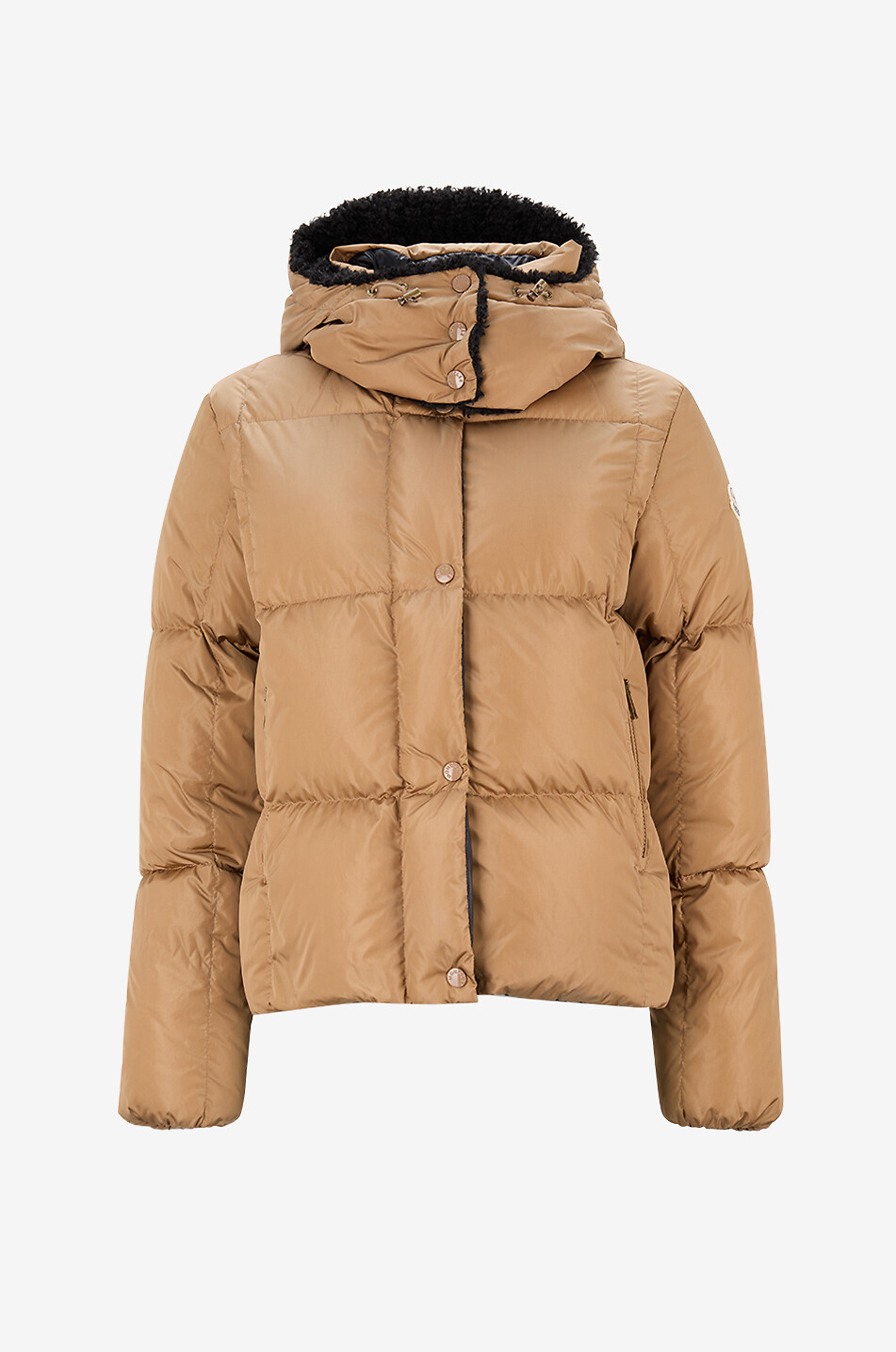 MONCLER Kurze Steppjacke mit Stehkragen aus technischem Gewebe Castelnou Damen BEIGE 1