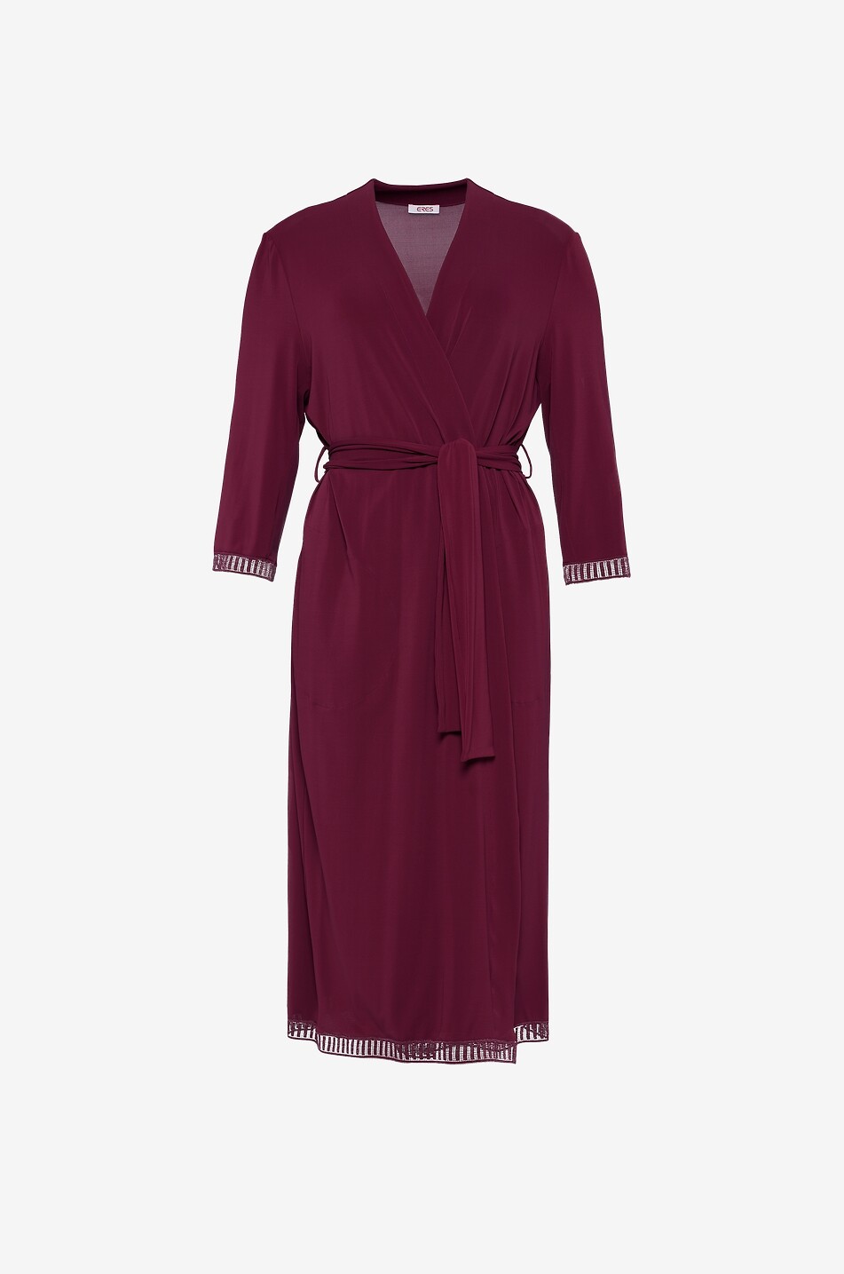 ERES Violette Graphic jersey and lace bathrobe Women DARK RED 1