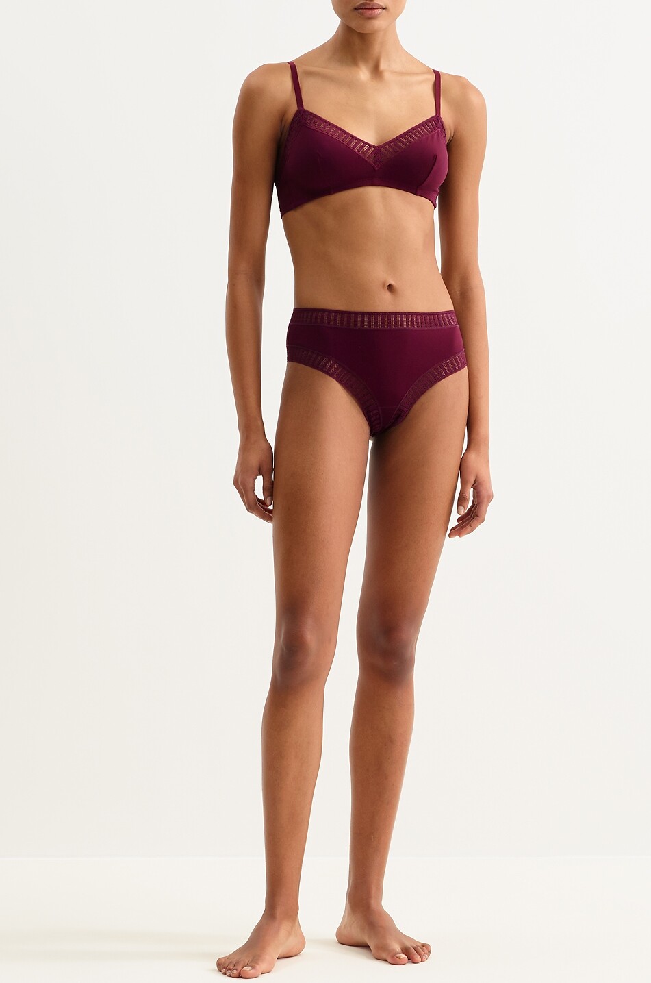 ERES Gabby Graphic jersey and lace tanga Women DARK RED 2