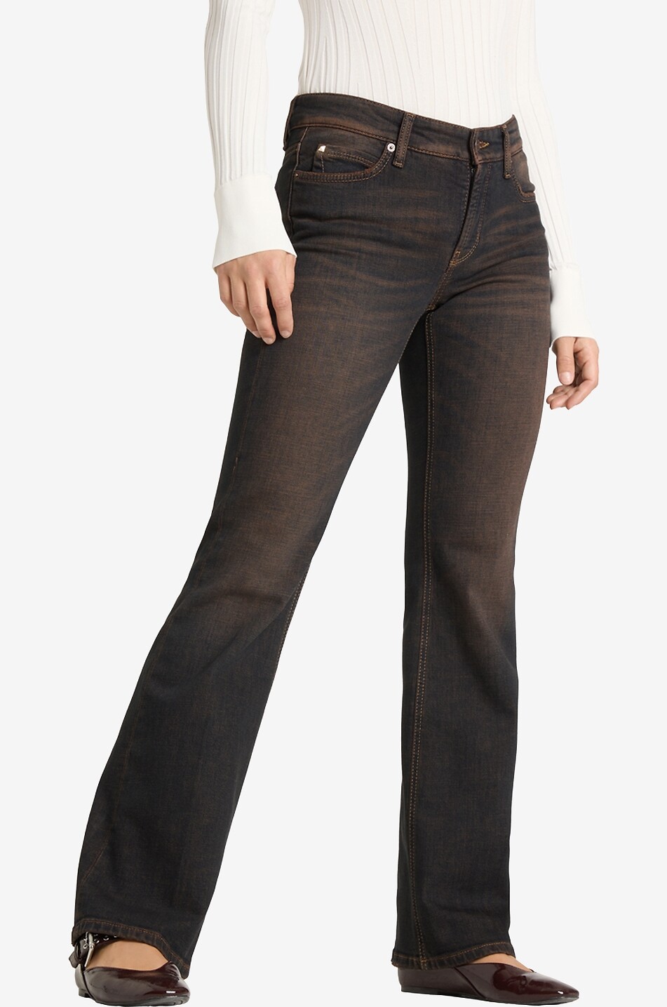 CAMBIO Ausgestellte Jeans Paris Flared Cross Brown Overdyed Damen DUNKELBRAUN 3