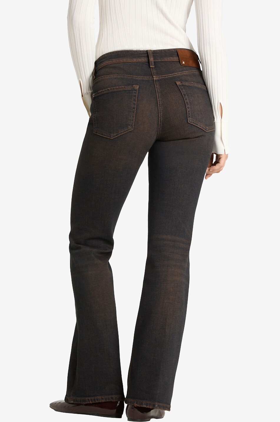 CAMBIO Ausgestellte Jeans Paris Flared Cross Brown Overdyed Damen DUNKELBRAUN 4