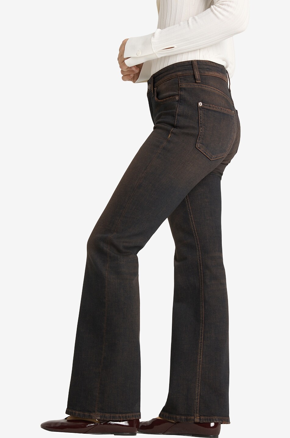 CAMBIO Ausgestellte Jeans Paris Flared Cross Brown Overdyed Damen DUNKELBRAUN 5