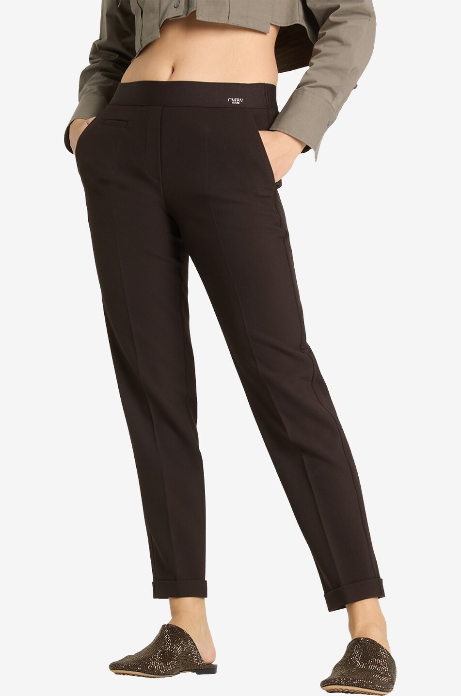 CAMBIO Kim reconstituted wood straight trousers Women DARK BROWN 3