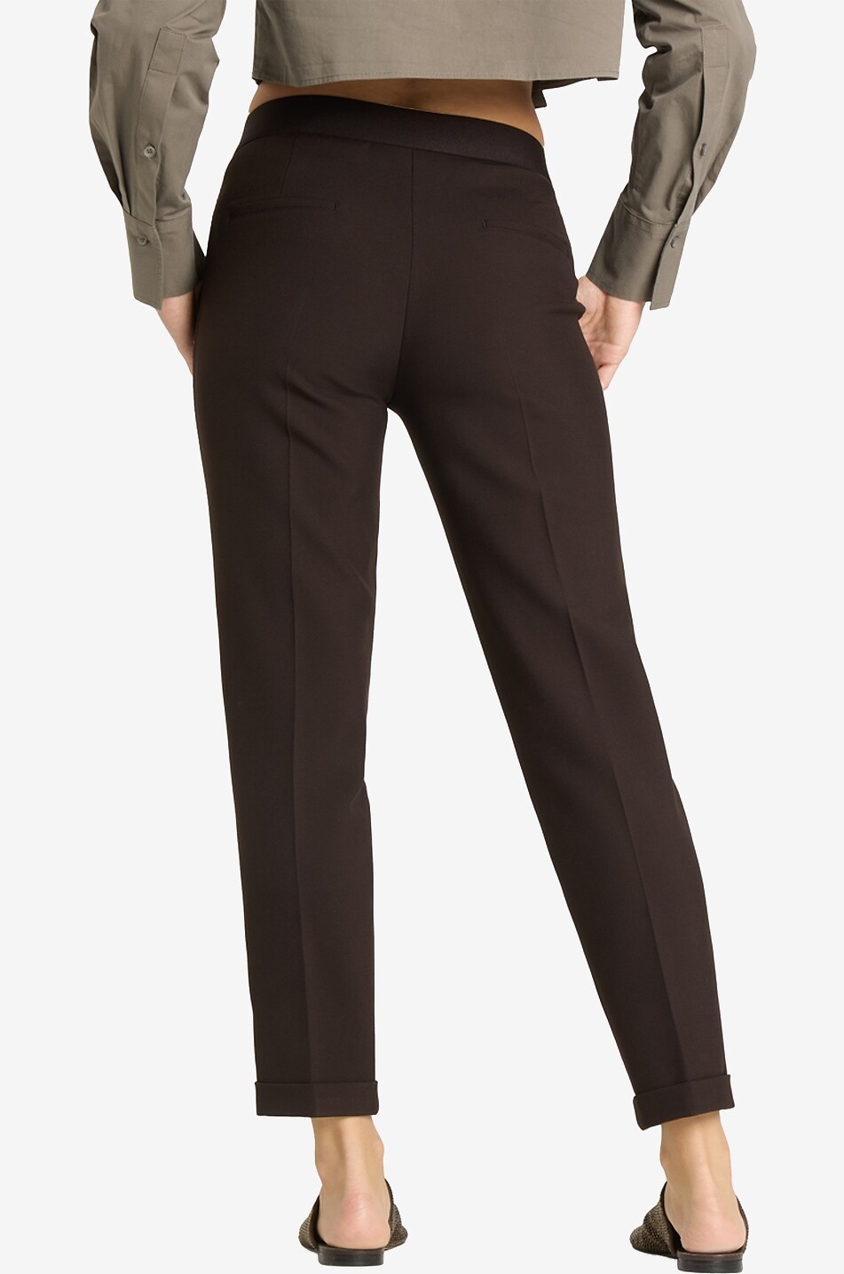 CAMBIO Kim reconstituted wood straight trousers Women DARK BROWN 4