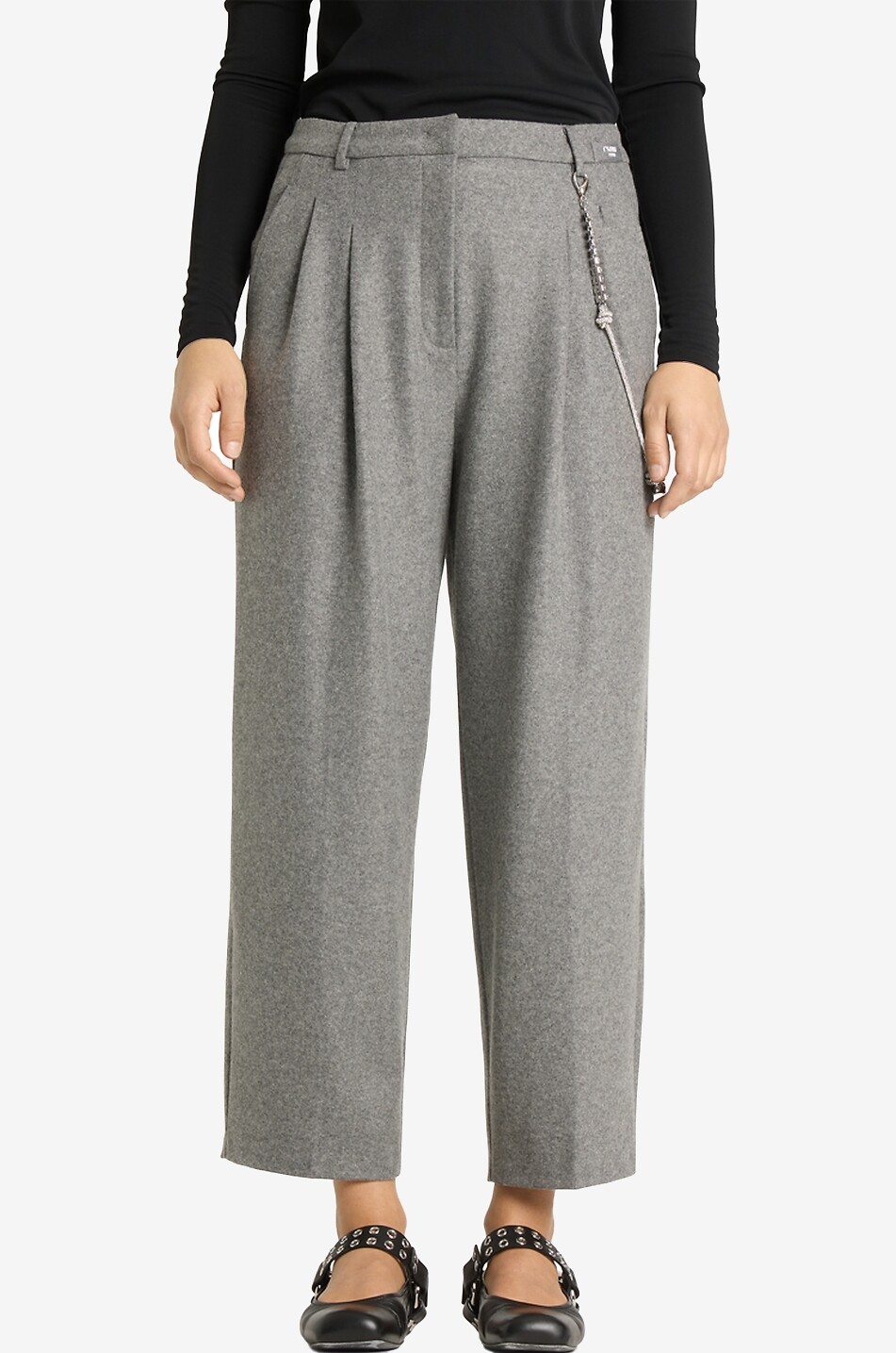 CAMBIO Weite Flanellhose mit Ketten Emilie Damen GRAU 3