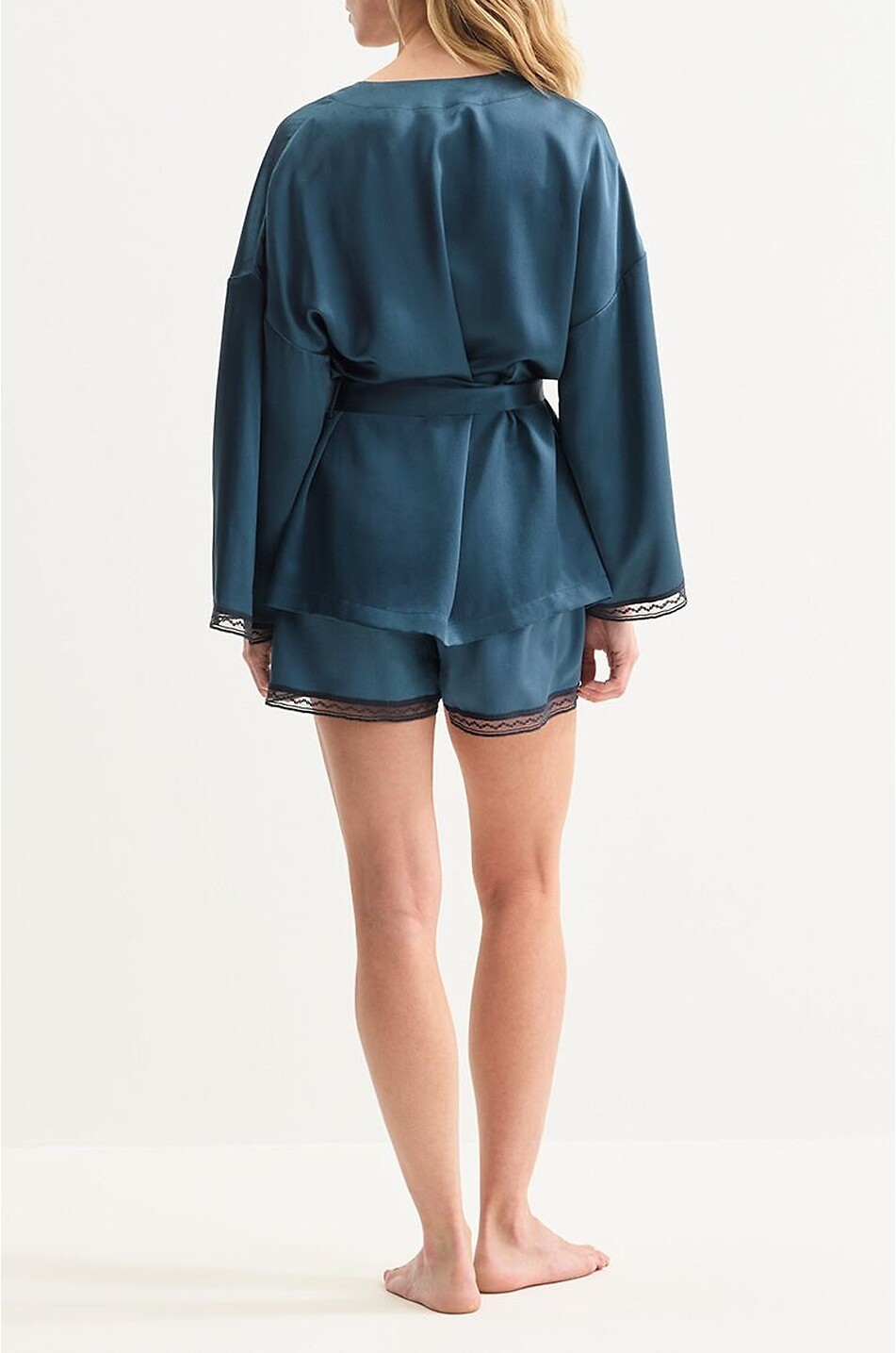 ERES Kimono en satin de soie et dentelle Ondine Femme BLEU 5