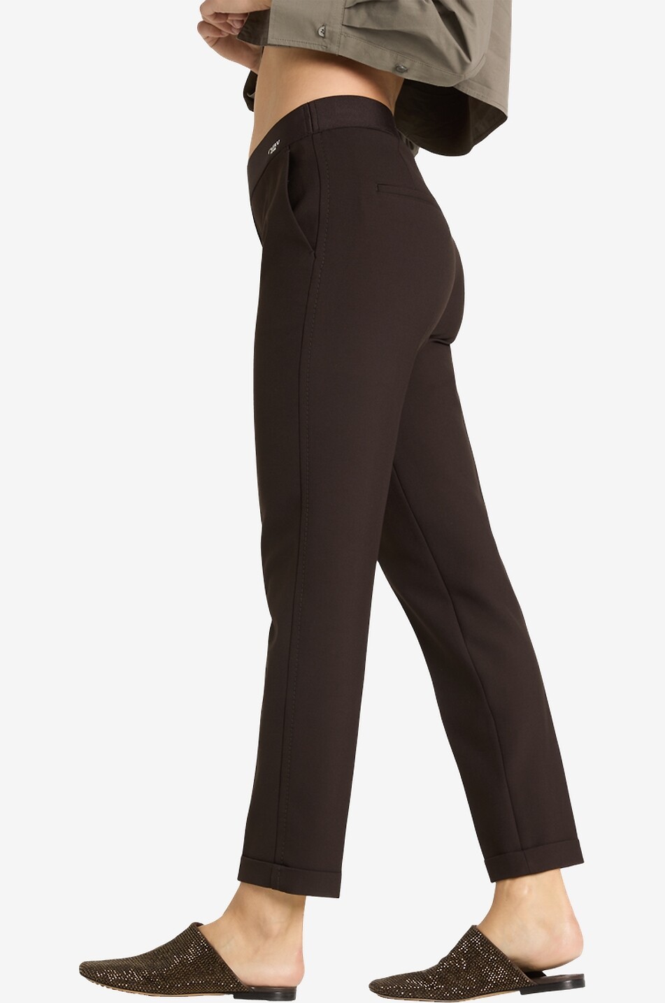 CAMBIO Kim reconstituted wood straight trousers Women DARK BROWN 5