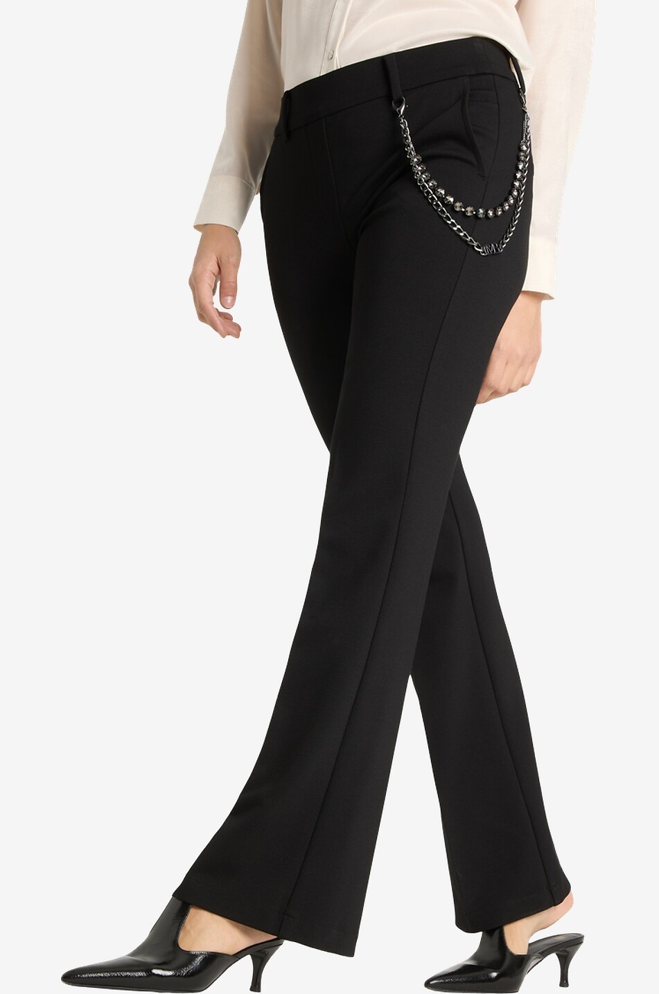 CAMBIO Francoise chain-detail flared jersey trousers Women BLACK 3