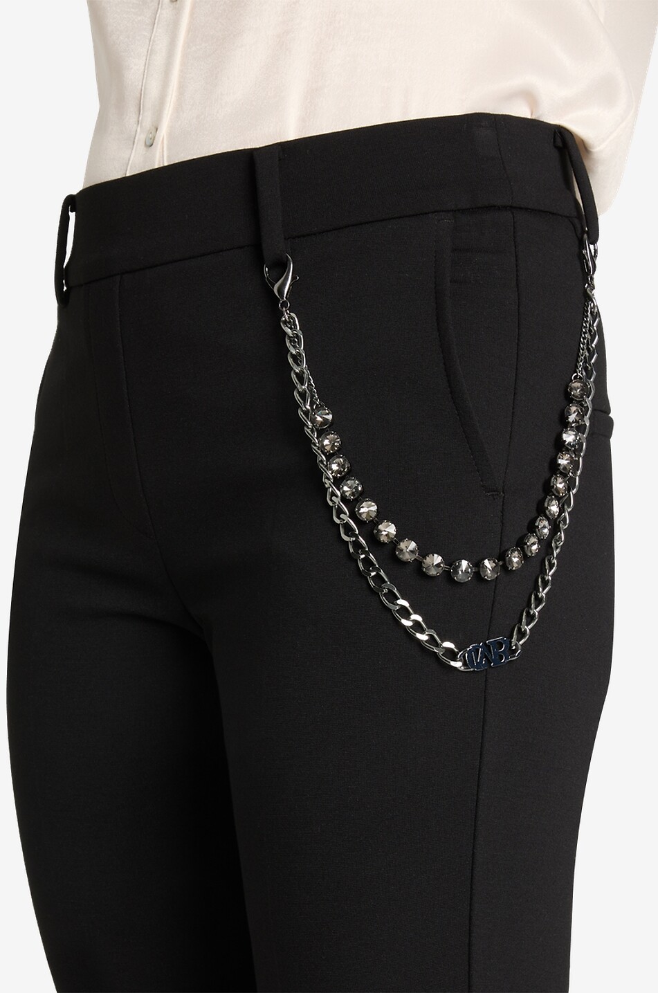 CAMBIO Francoise chain-detail flared jersey trousers Women BLACK 5