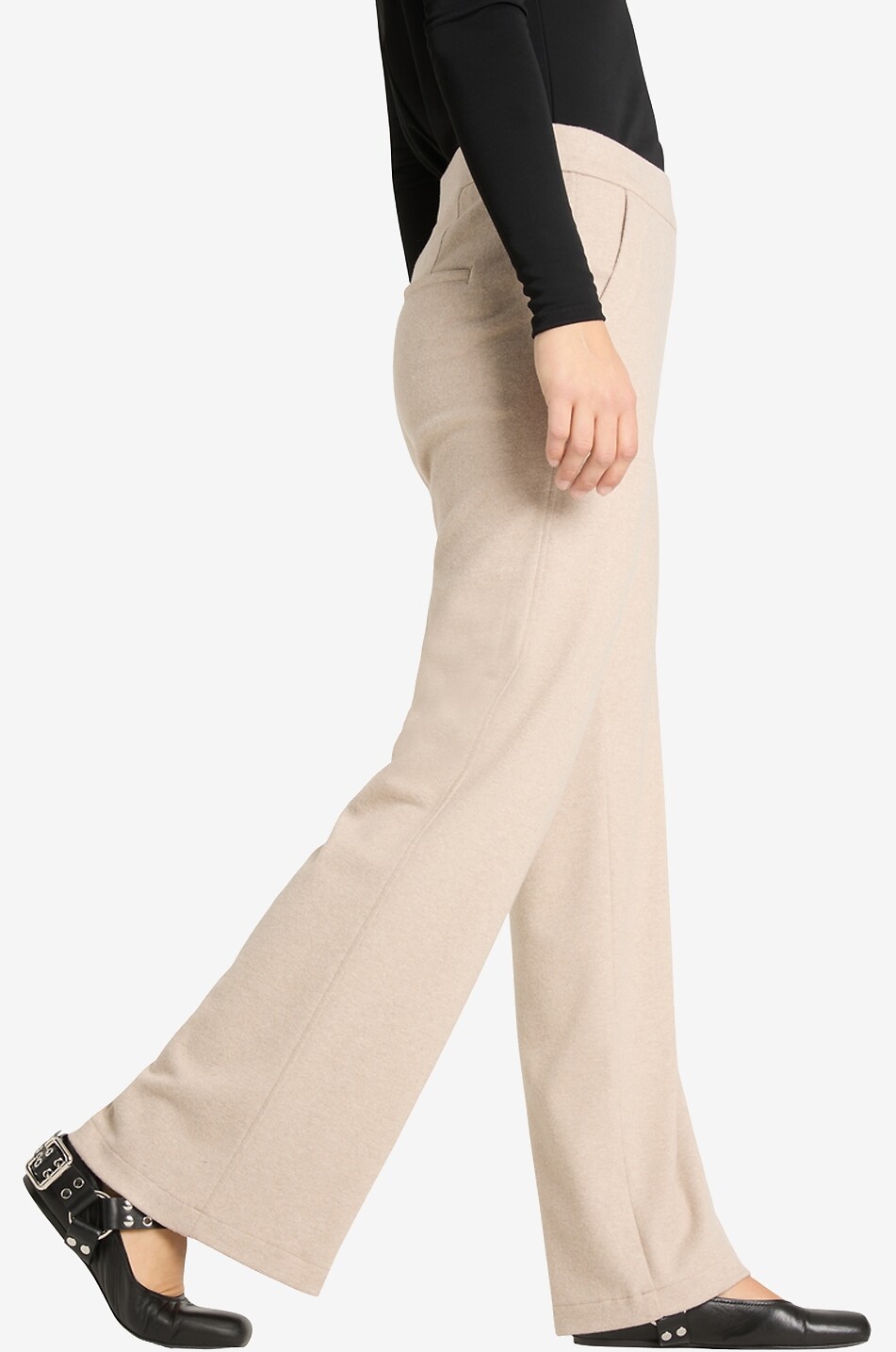 CAMBIO Ava Utility wide-leg jersey trousers Women Light beige 4