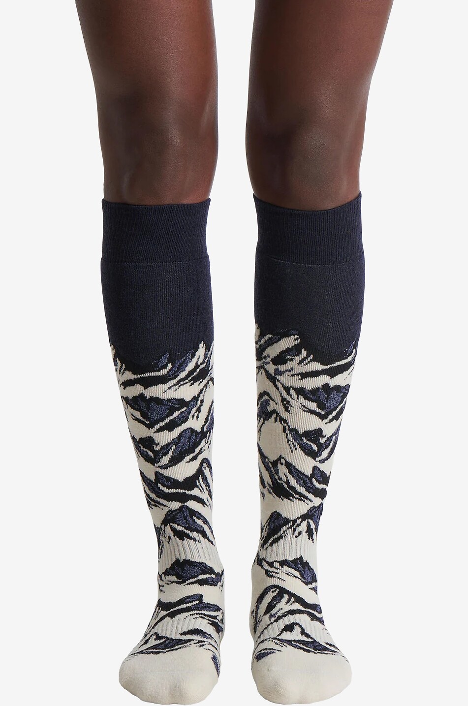 FUSALP Mount III peak patterned high-rise ski socks Women DARK BLUE 2