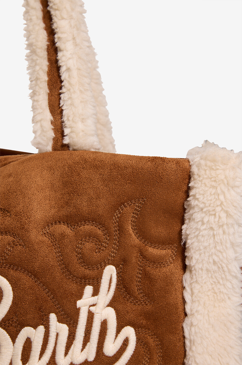 MC2 SAINT BARTH Sac cabas rectangulaire en peau lainée synthétique Vanity Shearling Femme MARRON 5