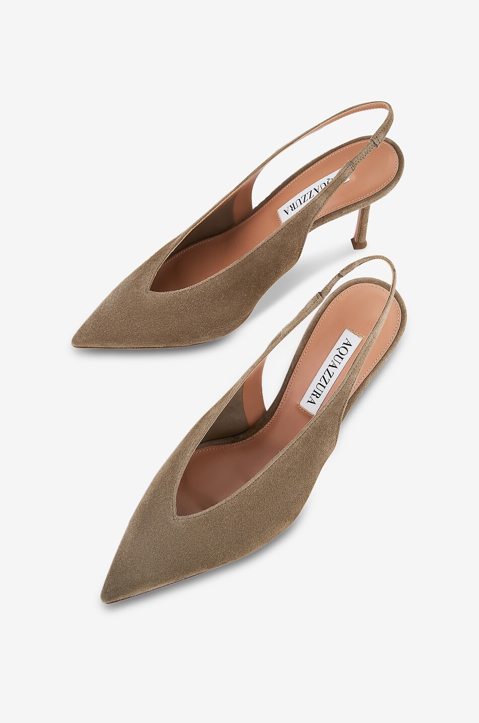 AQUAZZURA Escarpins en daim à bride arrière Voltaire 85 Femme Beige Foncé 4