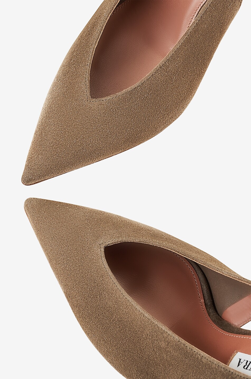 AQUAZZURA Escarpins en daim à bride arrière Voltaire 85 Femme Beige Foncé 6