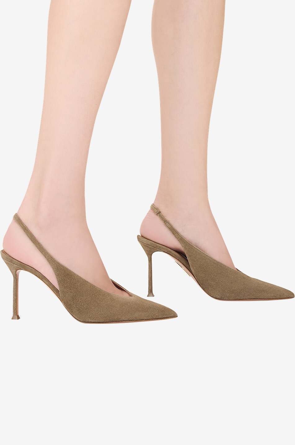 AQUAZZURA Escarpins en daim à bride arrière Voltaire 85 Femme Beige Foncé 3