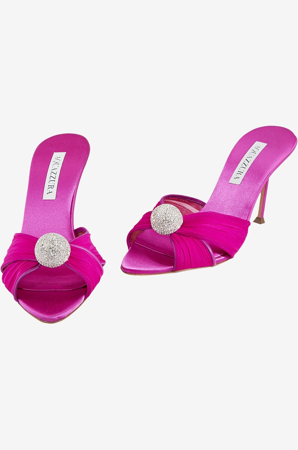 AQUAZZURA Mystery 85 heeled crystal-embellished satin mules Women DARK PINK 4