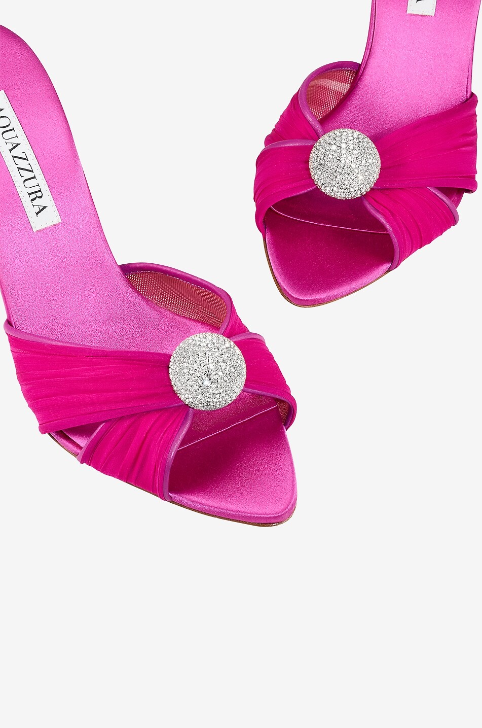 AQUAZZURA Mystery 85 heeled crystal-embellished satin mules Women DARK PINK 6