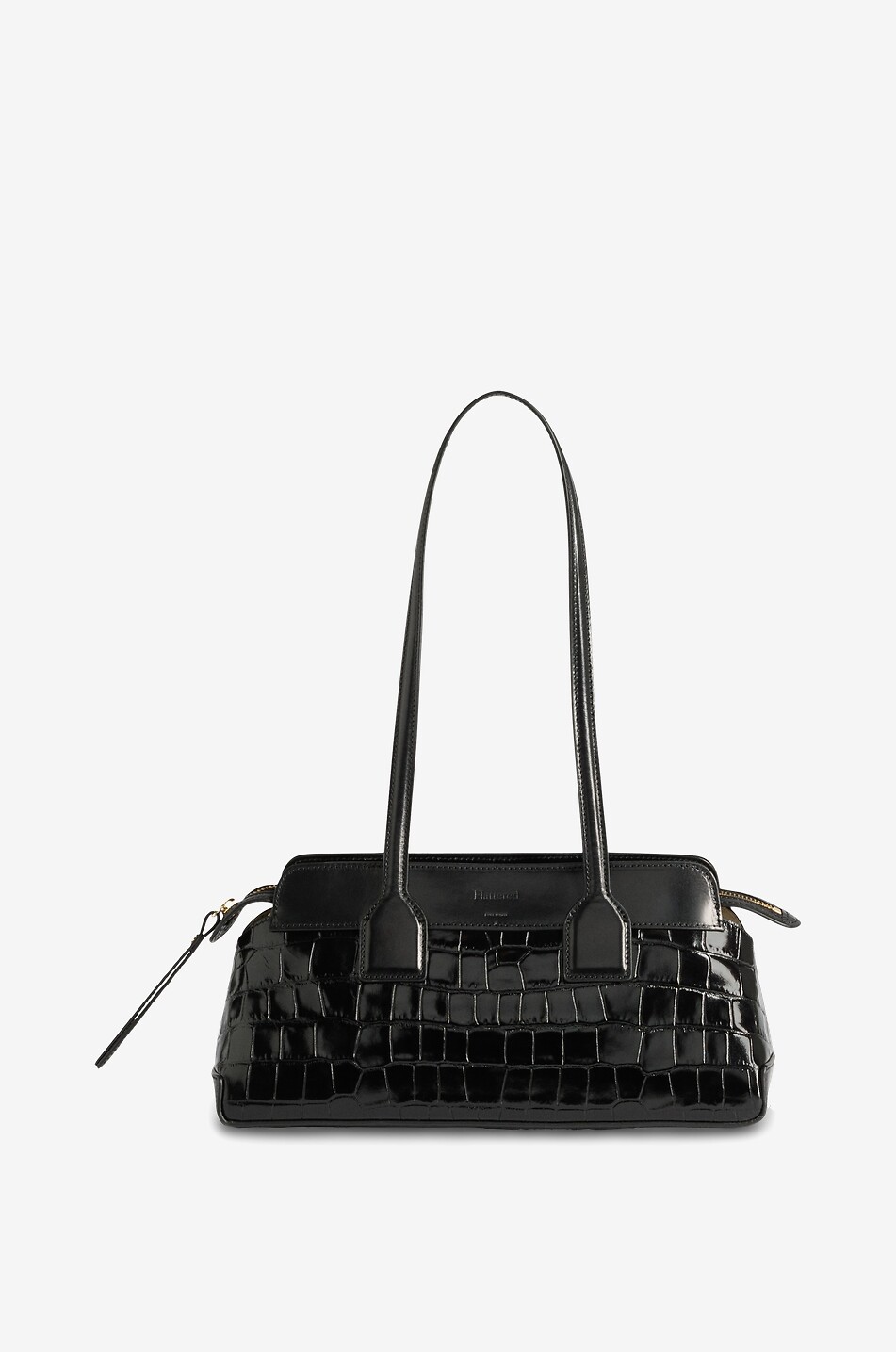 FLATTERED Sac à main en cuir verni effet crocodile Greta Femme NOIR 1
