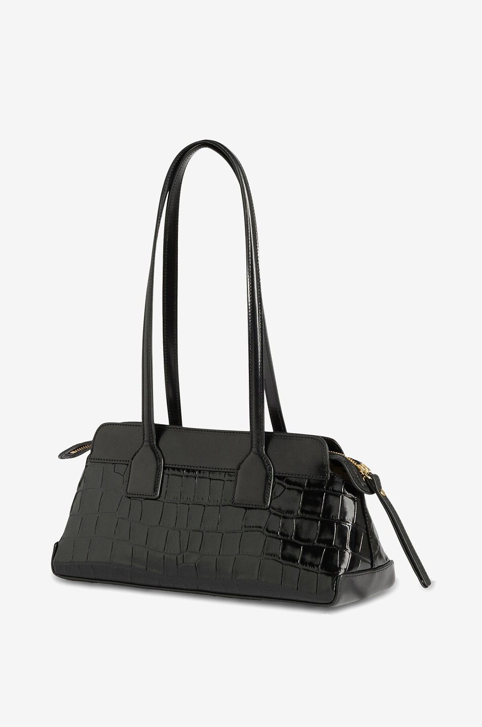 FLATTERED Sac à main en cuir verni effet crocodile Greta Femme NOIR 2