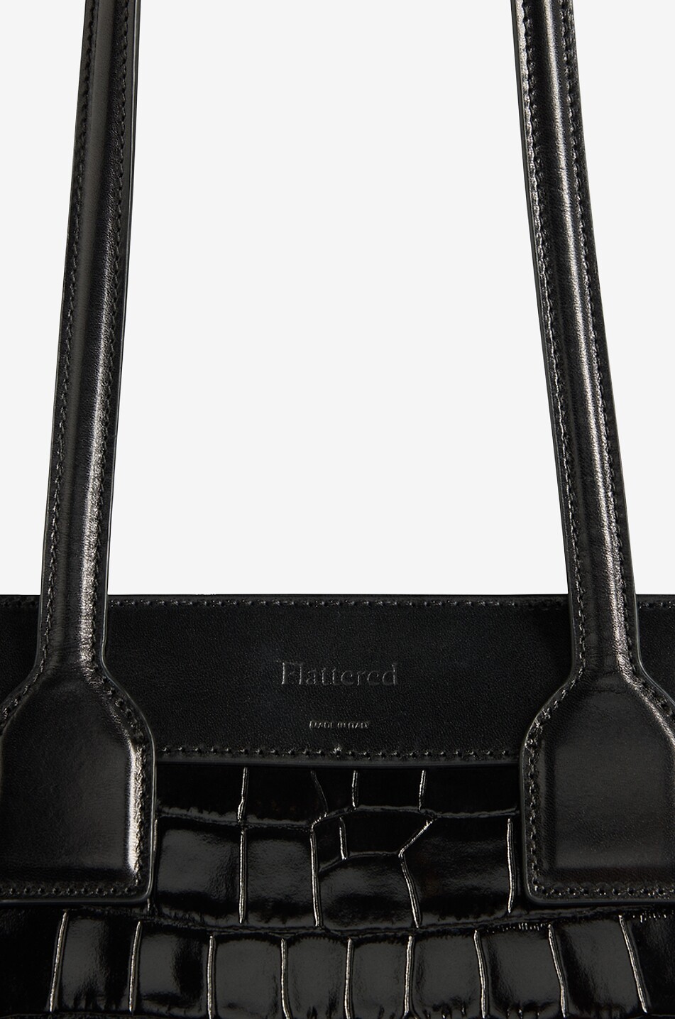 FLATTERED Sac à main en cuir verni effet crocodile Greta Femme NOIR 3