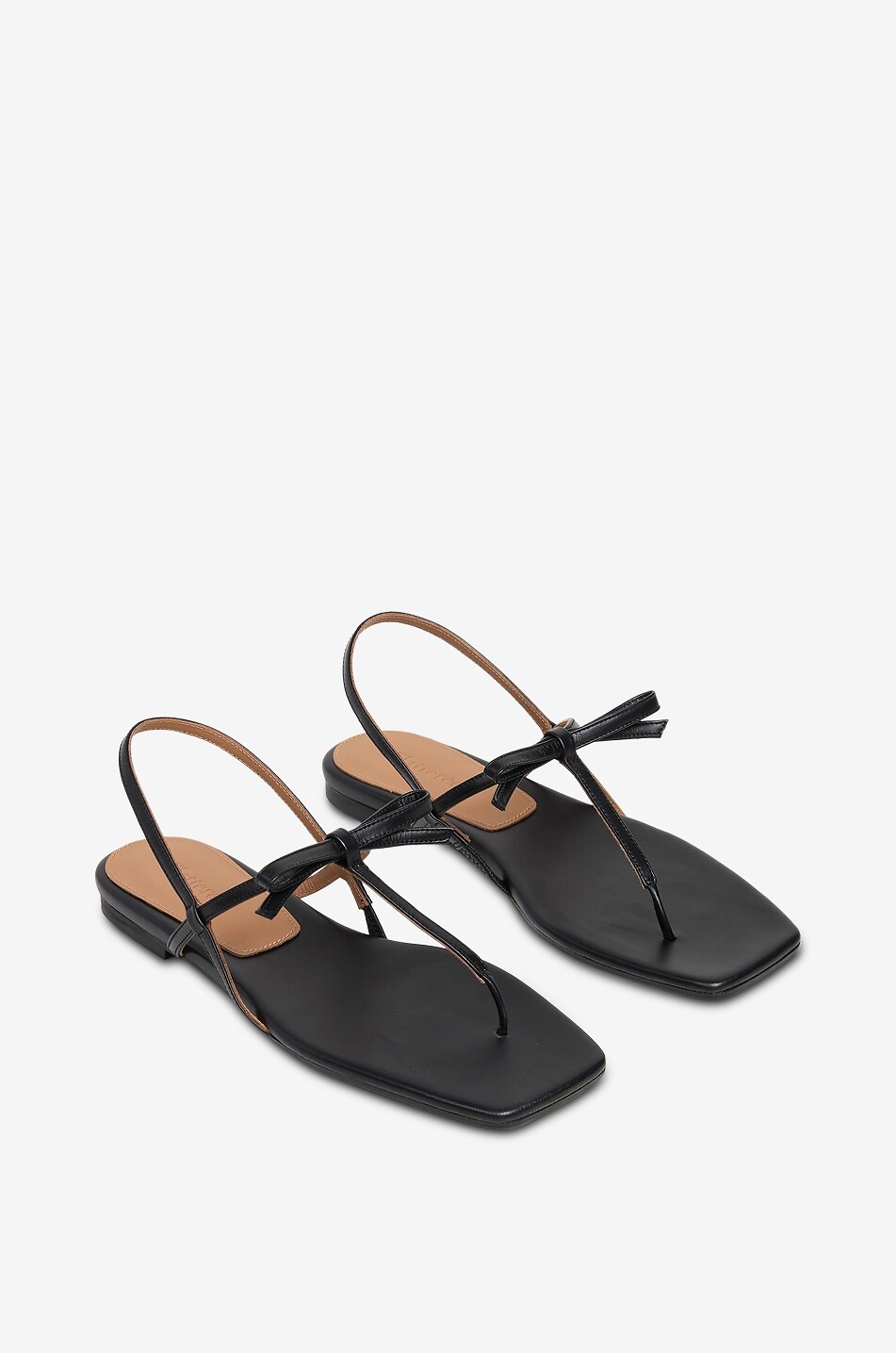 FLATTERED Sina leather flat sandals with bow Women BLACK 2