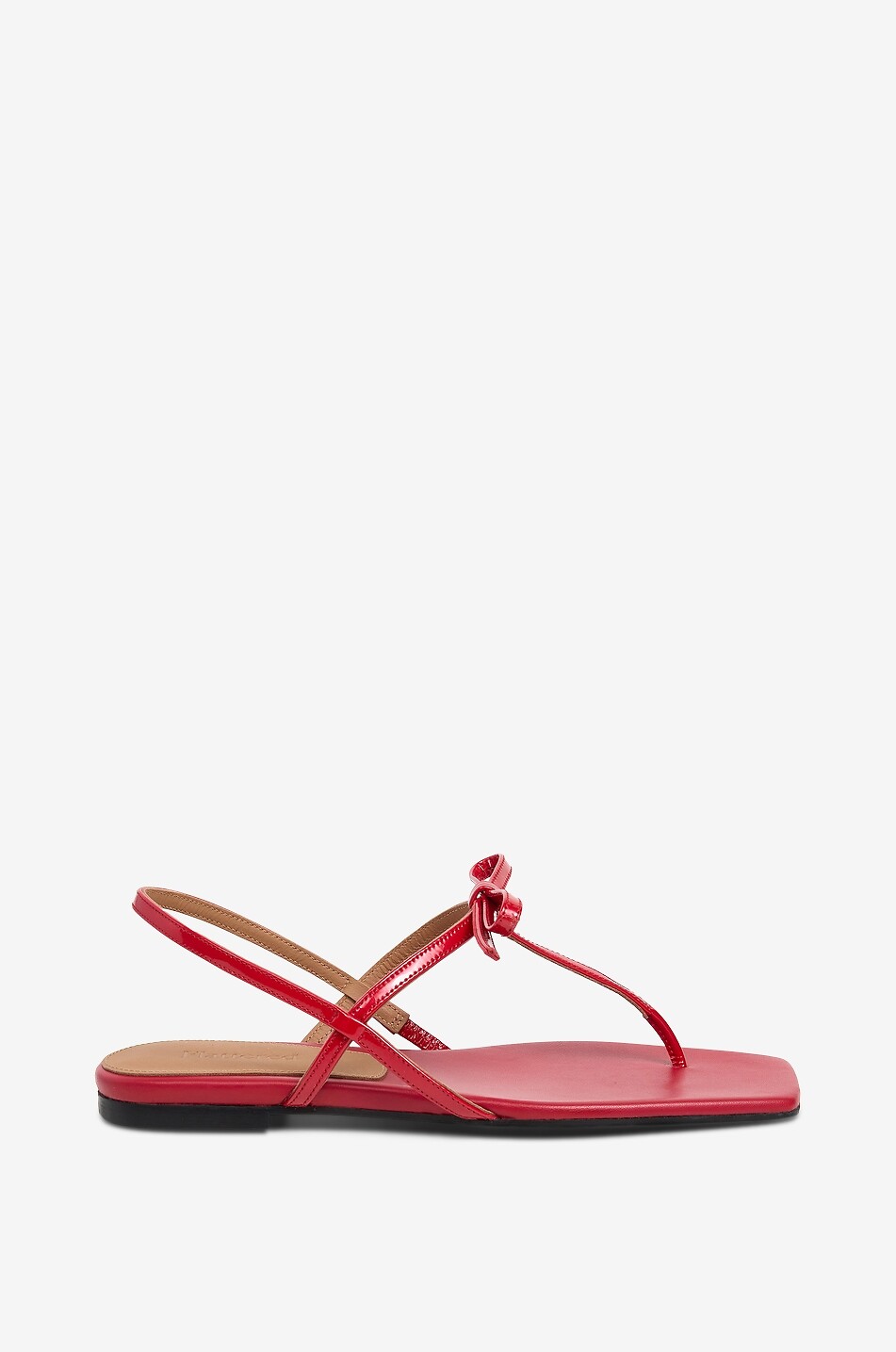 Sina patent leather flat sandals with bow