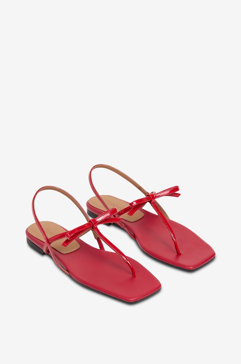 FLATTERED Sina patent leather flat sandals with bow Women RED 2
