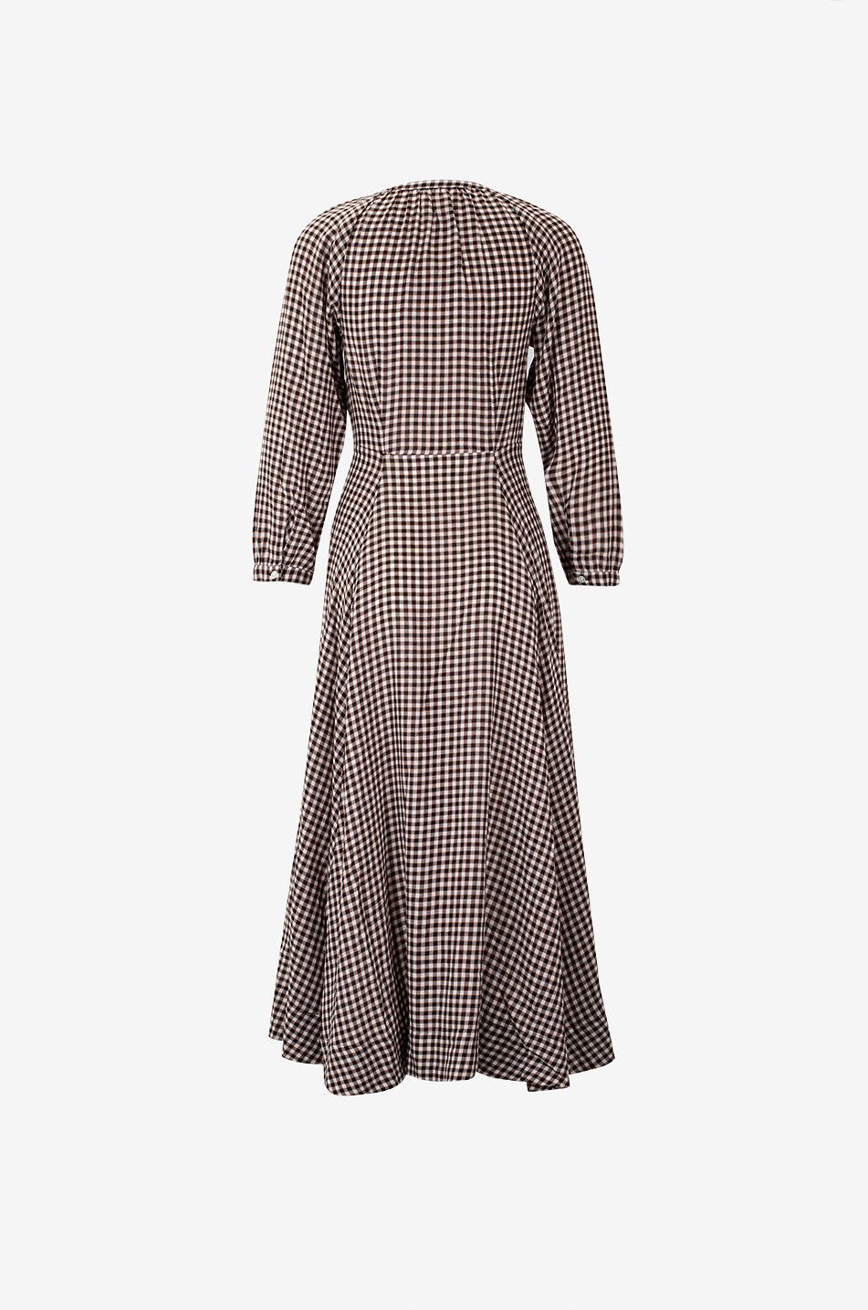 DÔEN Madelaine checked cotton midi shirt dress Women BLACK 2