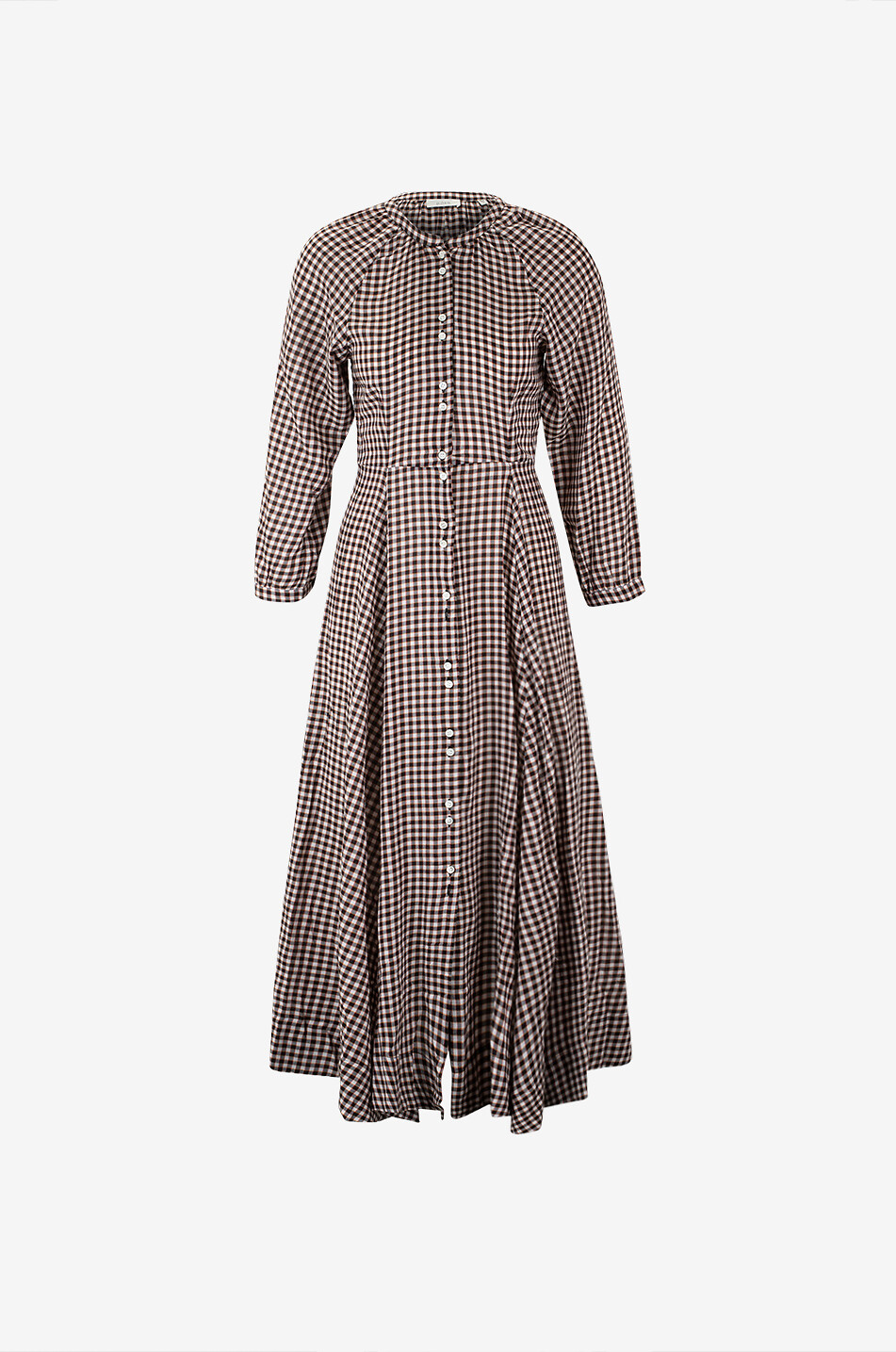 DÔEN Madelaine checked cotton midi shirt dress Women BLACK 1