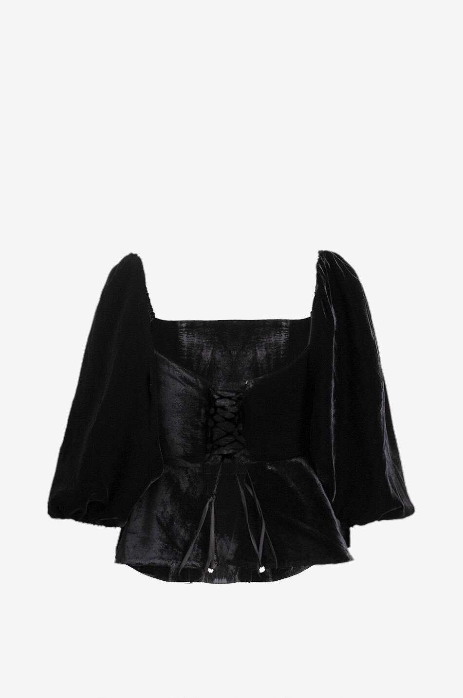 ROSEWATER HOUSE Top à basque en velours Celeste Femme NOIR 2