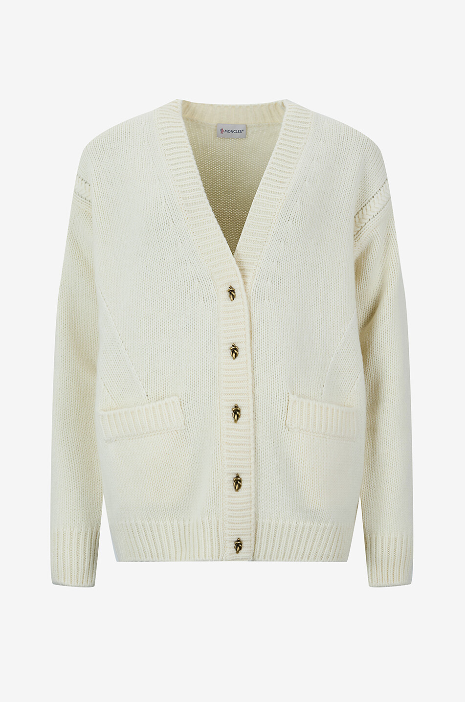 MONCLER Cardigan en maille à col V Femme BLANC 1