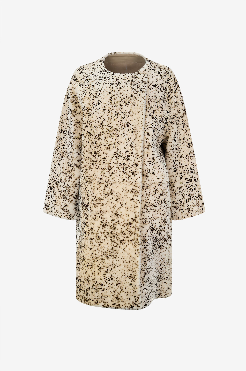 TOTEME Langer Schafsfell-Mantel mit Rundkragen Stracciatella Damen BUNT 1