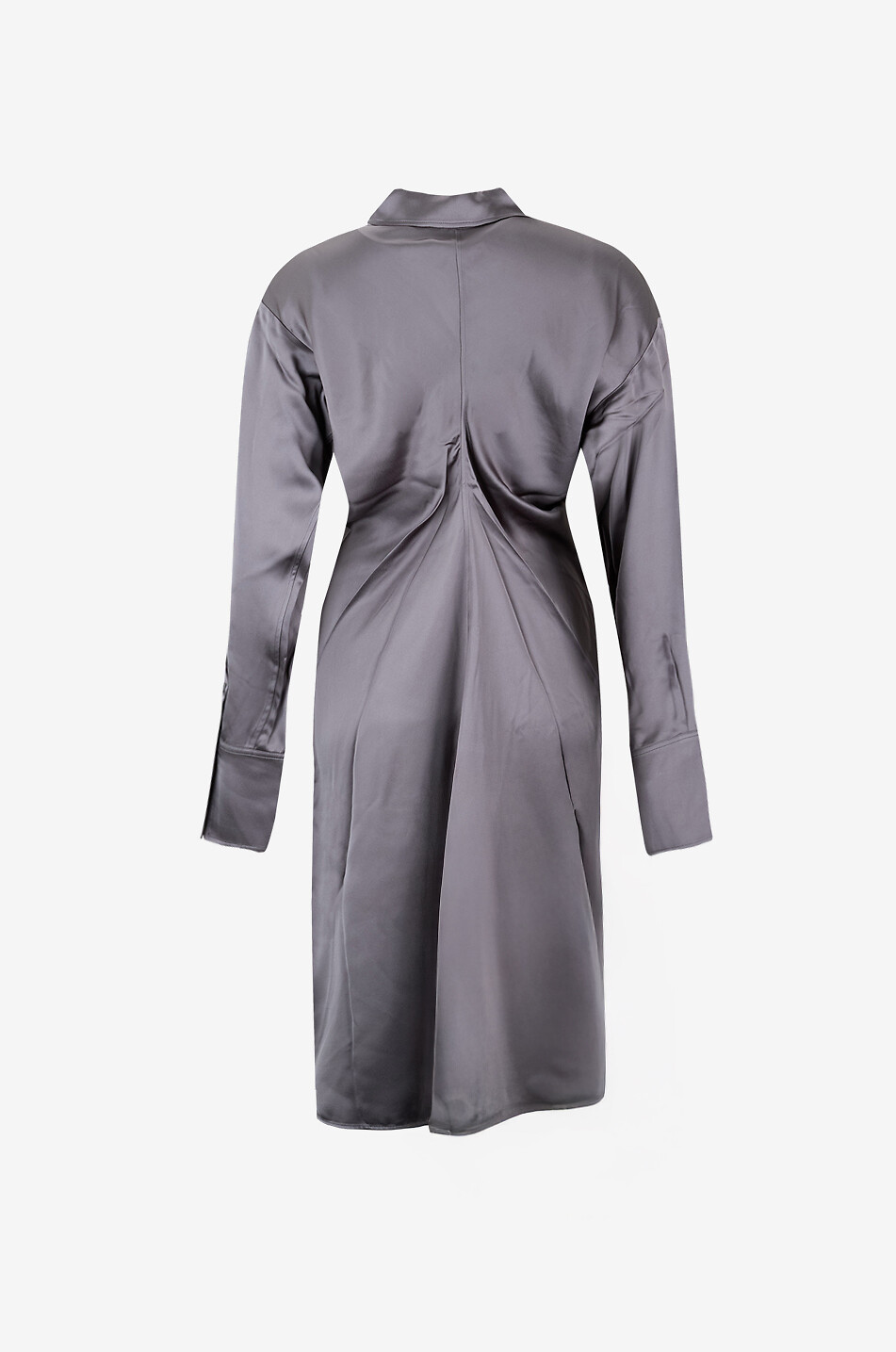 TOTEME Slouch satin midi shirt dress with batwing sleeves Women DARK GREY 2