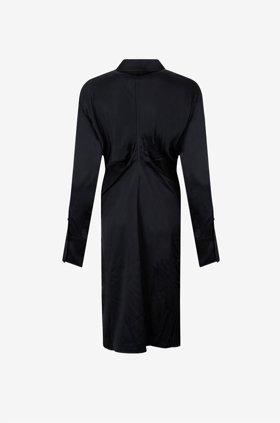 TOTEME Slouch satin midi shirt dress with batwing sleeves Women BLACK 2