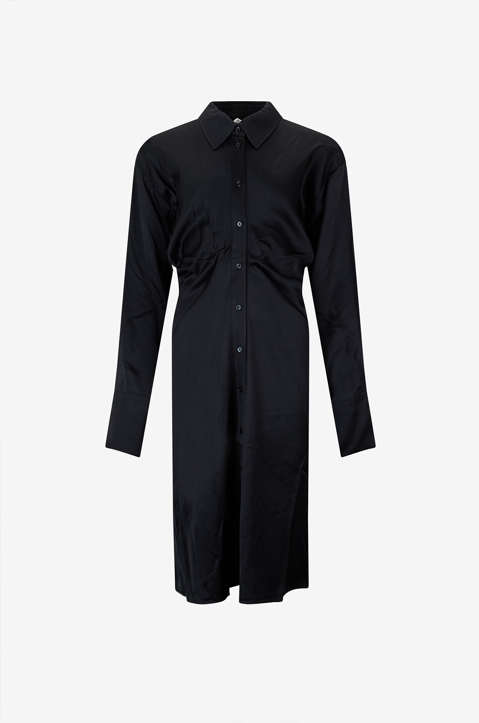 TOTEME Slouch satin midi shirt dress with batwing sleeves Women BLACK 1