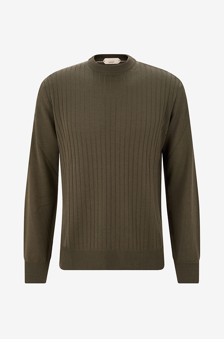 AURELIEN Gerippter Rundhals-Pullover aus Jersey City Crew Herren GRÜN 1
